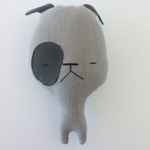 H Luv Handmade Linen Leather Dog Plush Doll Toy
